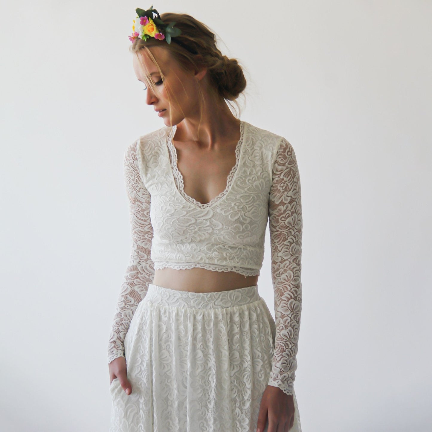 Celeste Lace Crop Top and Skirt Set