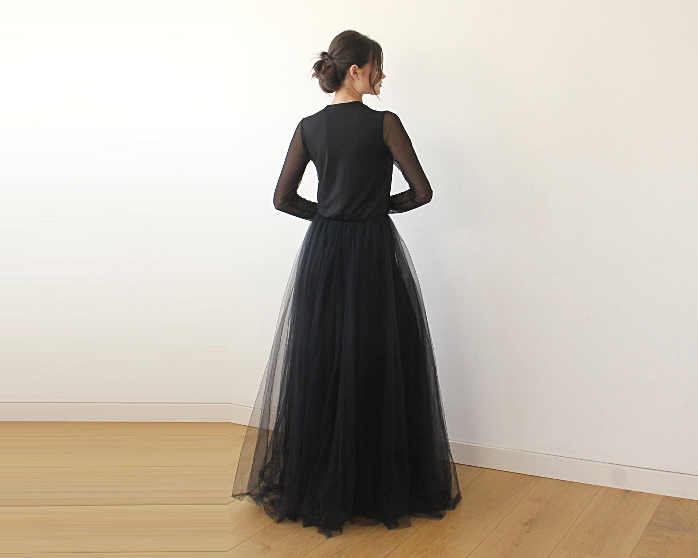 Midnight Allure Black Tulle Gown