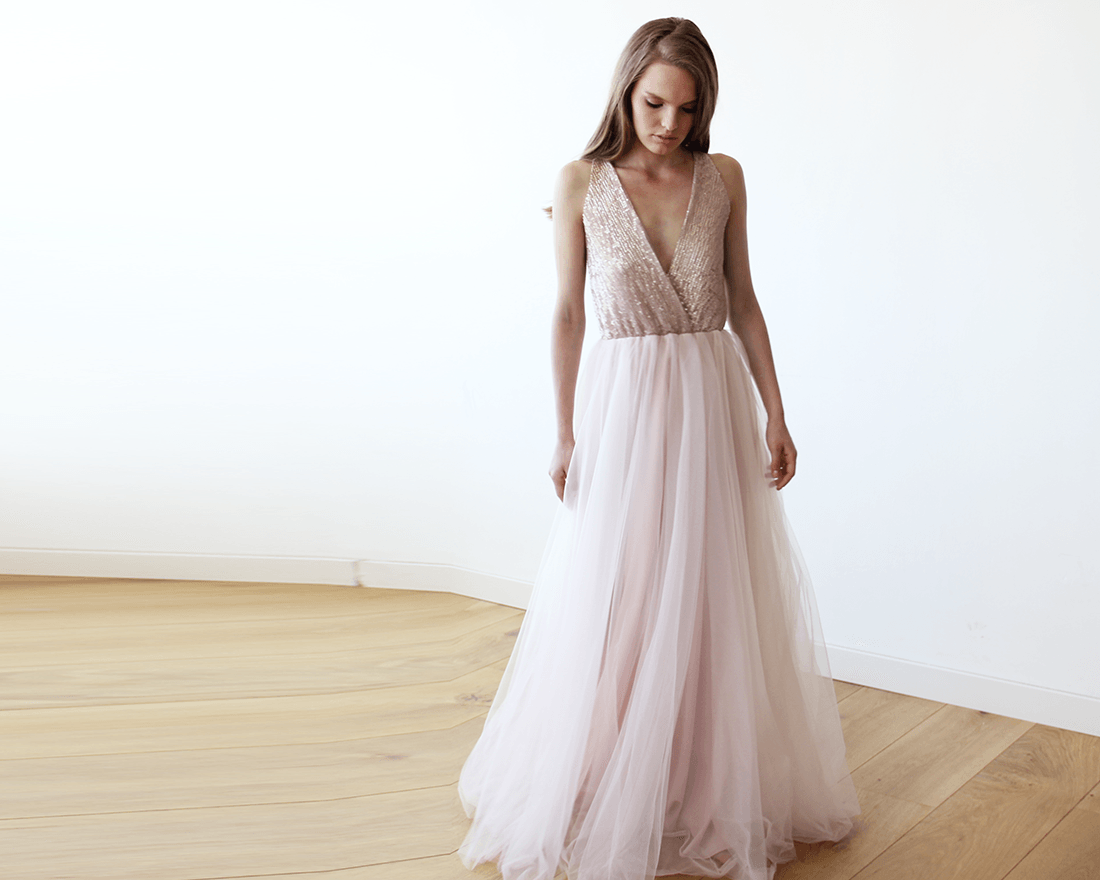 Aurora Blush Sequin and Tulle Gown