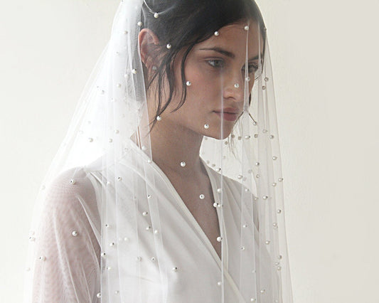 Celeste Pearl-Embellished Ivory Veil