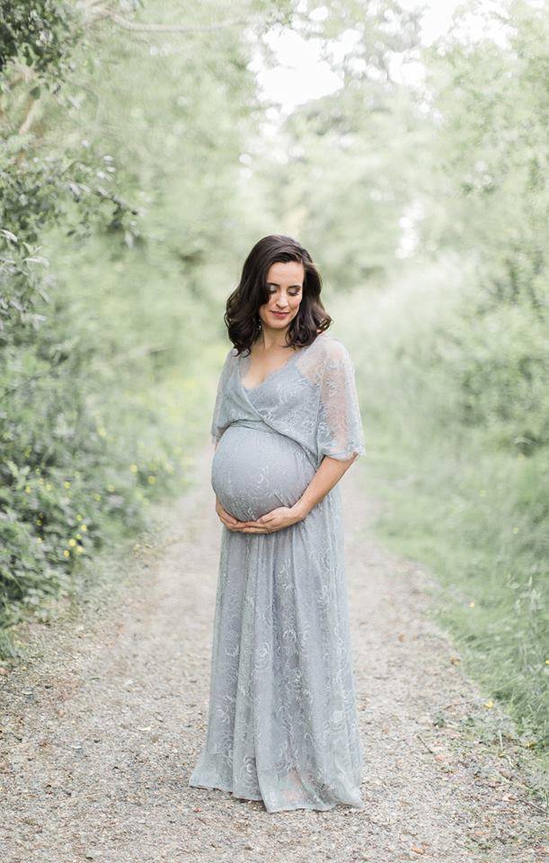 Aurora Grey Lace Maxi Gown