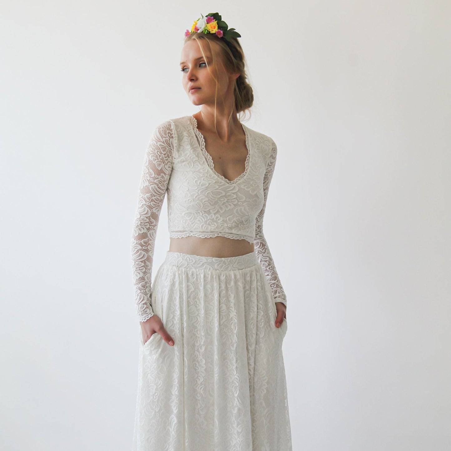 Celeste Lace Crop Top and Skirt Set