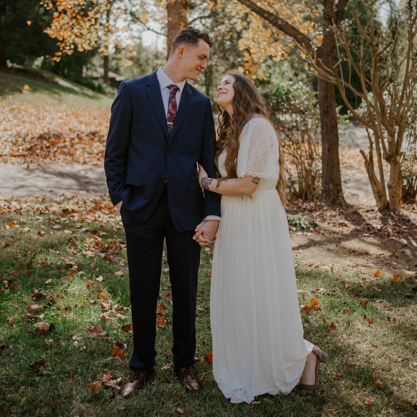 Elysian Butterfly-Sleeve Lace Gown