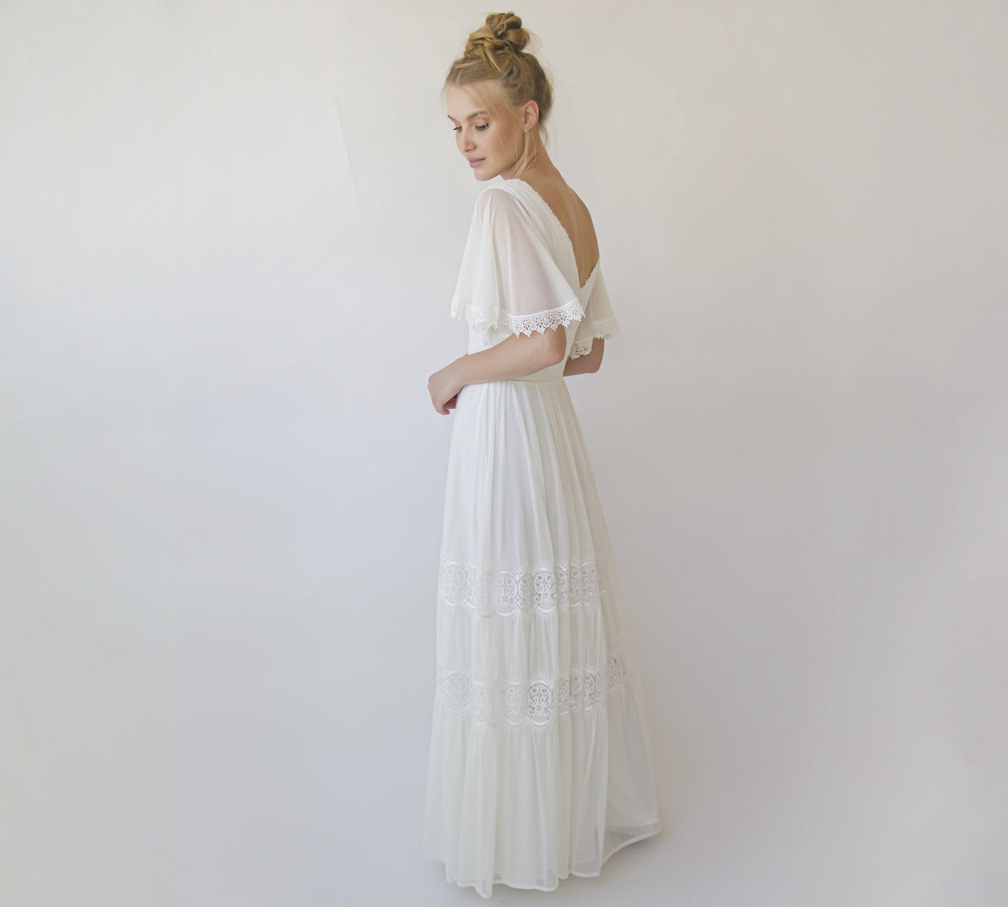 Ethereal Fairy Wedding Dress with Floral Appliqué