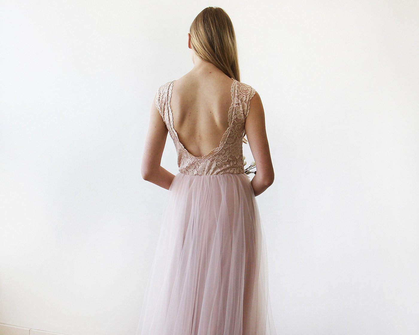 Amara Open-Back Lace & Tulle Gown