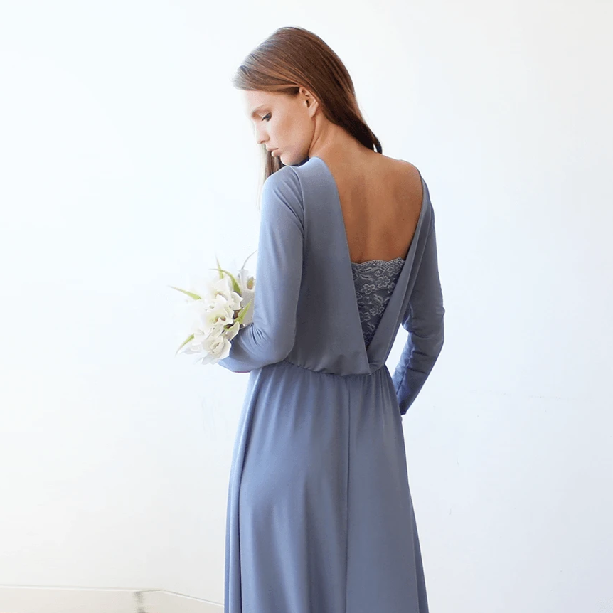 Evelina Dusty Blue Maxi Dress