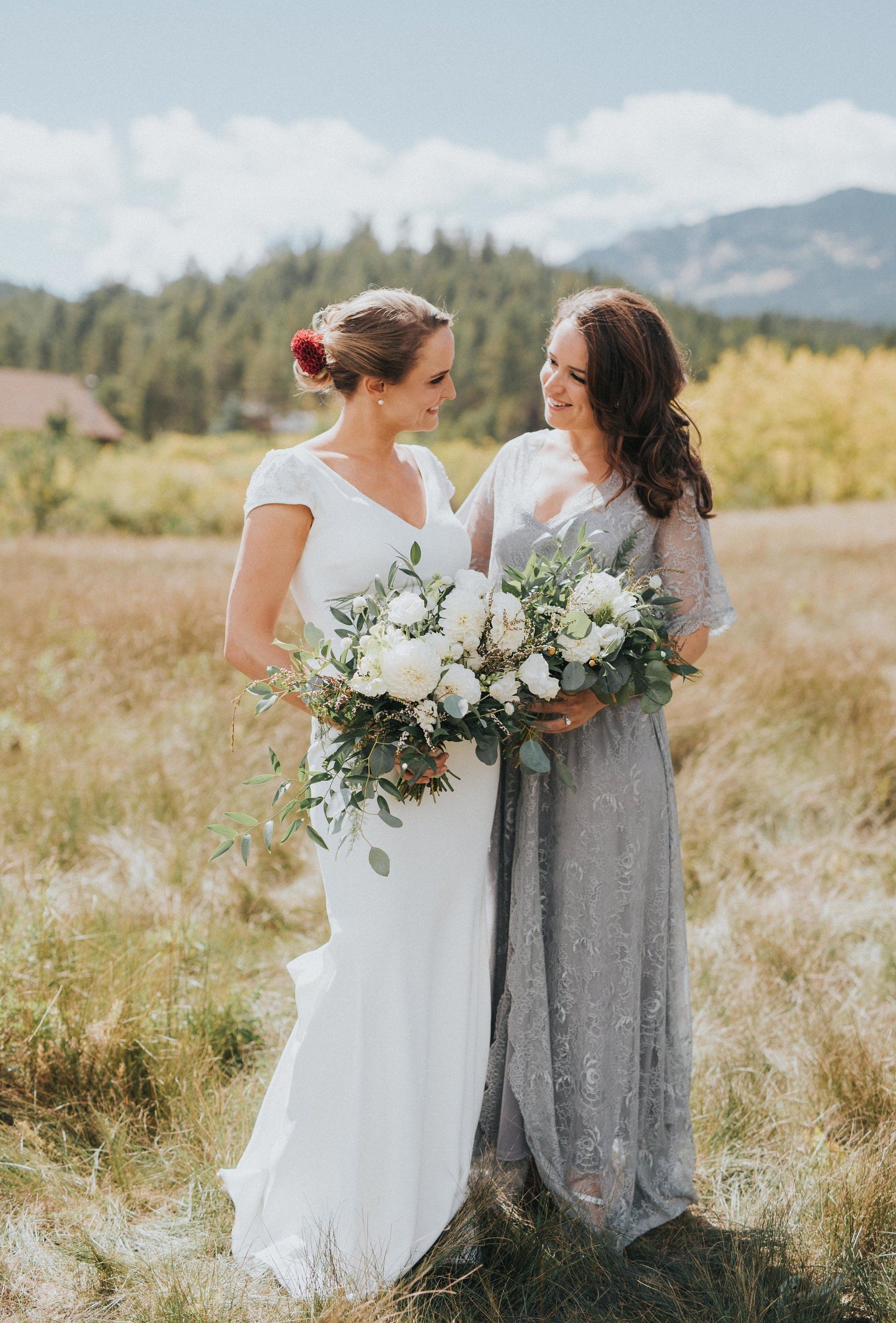 Aurora Grey Lace Maxi Gown