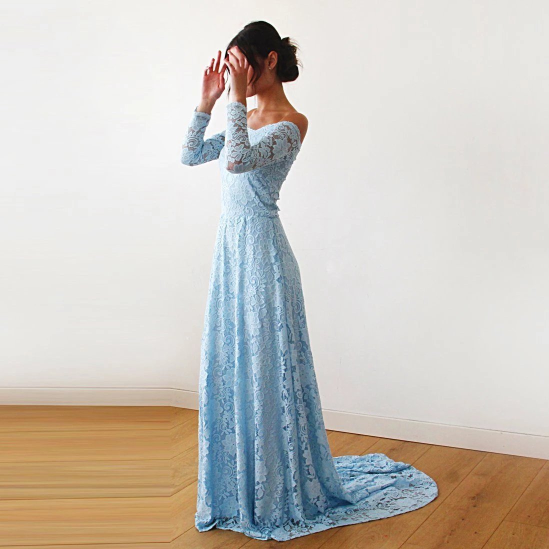 Celestine Light Blue Lace Gown