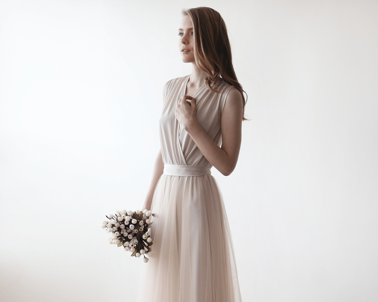 Adriana Vintage Lace Tulle Gown