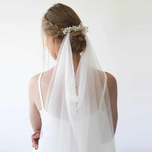 Bridal Hair Pins & Minimalist Tulle Veil Set