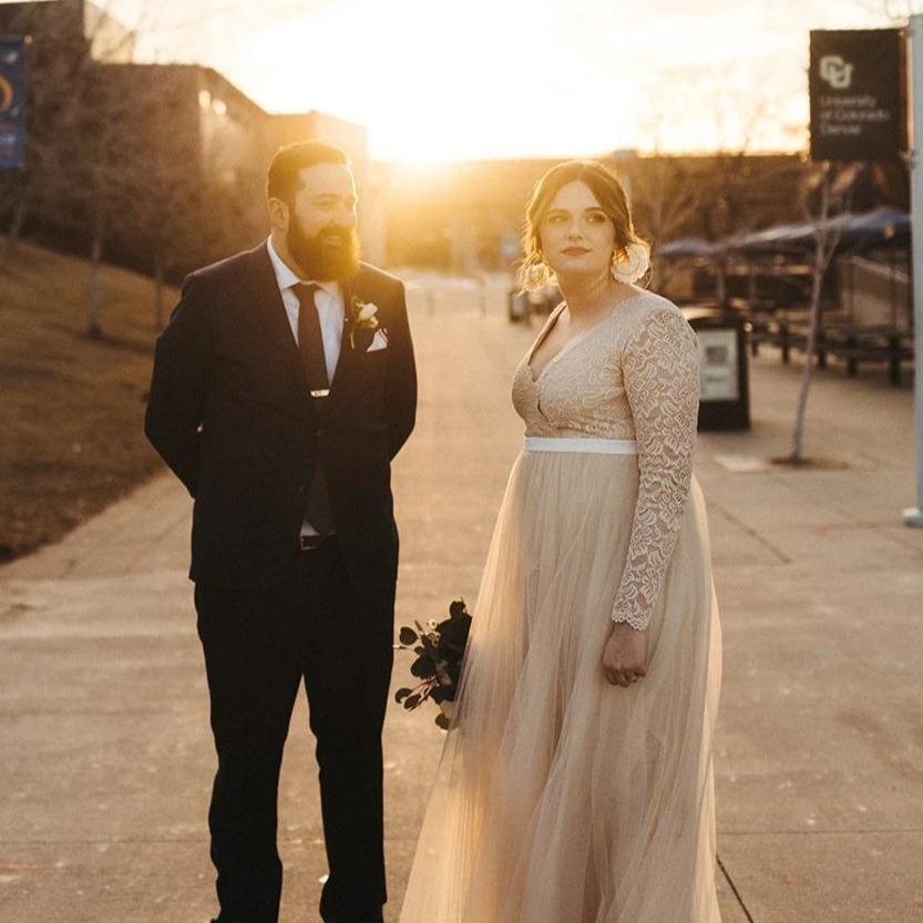 Gisella di Tulle Champagne Lace and Tulle Gown