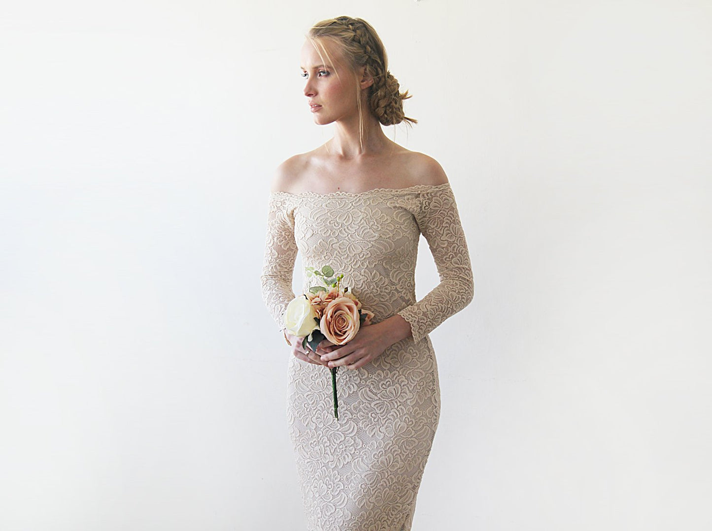 Evelina Champagne Lace Mermaid Gown