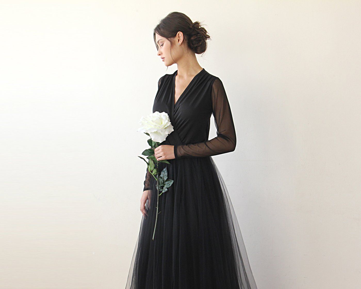 Midnight Allure Black Tulle Gown