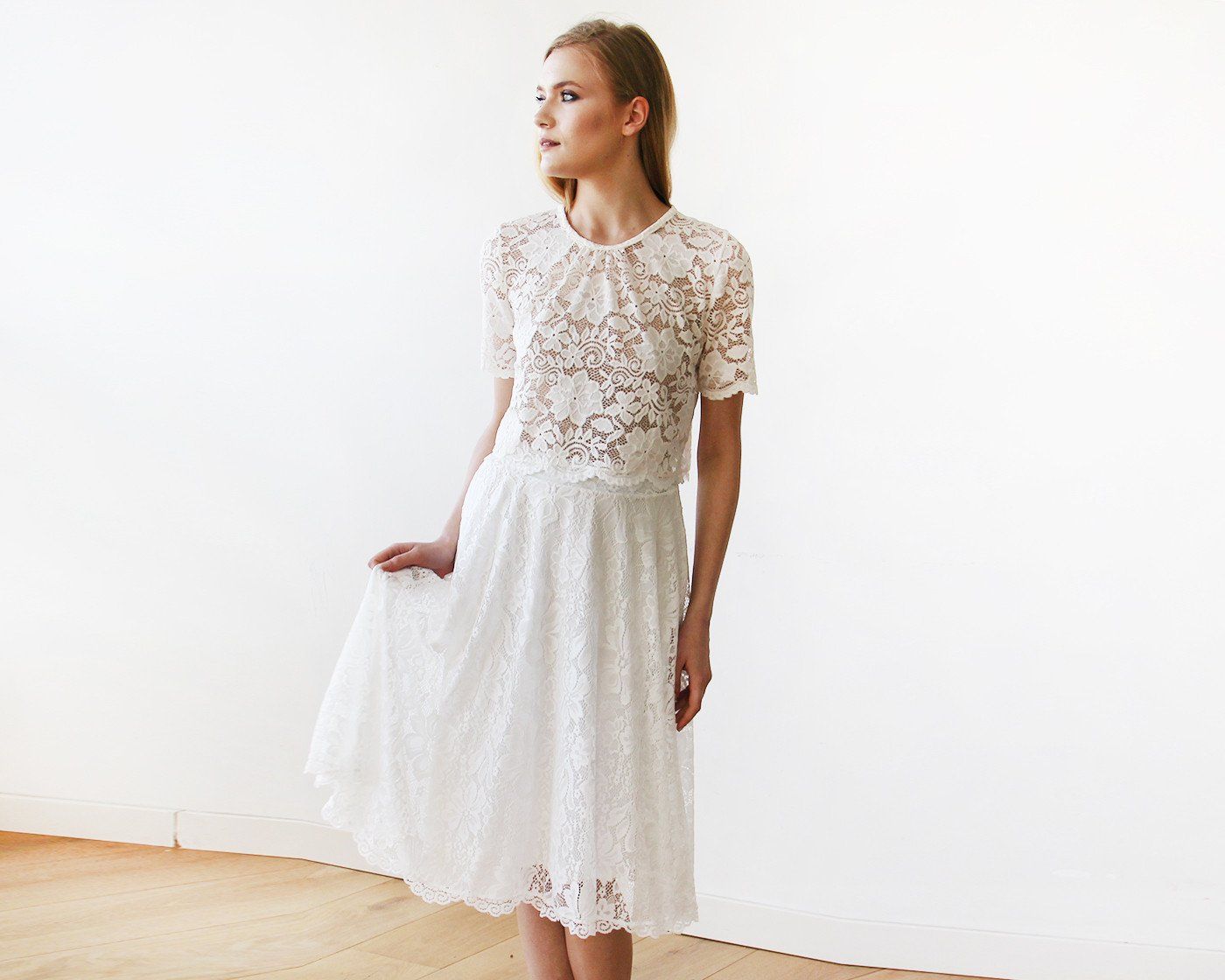 Emilia Floral Lace Midi Bridal Skirt