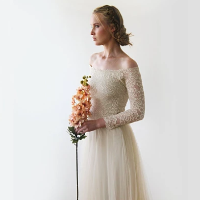 Rosalina Champagne Lace Wedding Gown