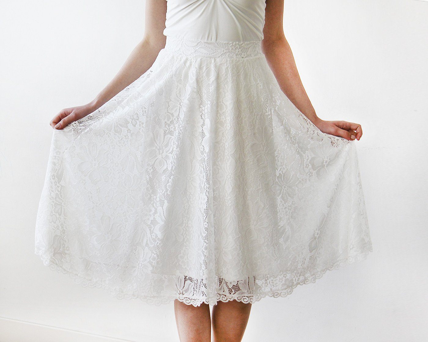 Emilia Floral Lace Midi Bridal Skirt