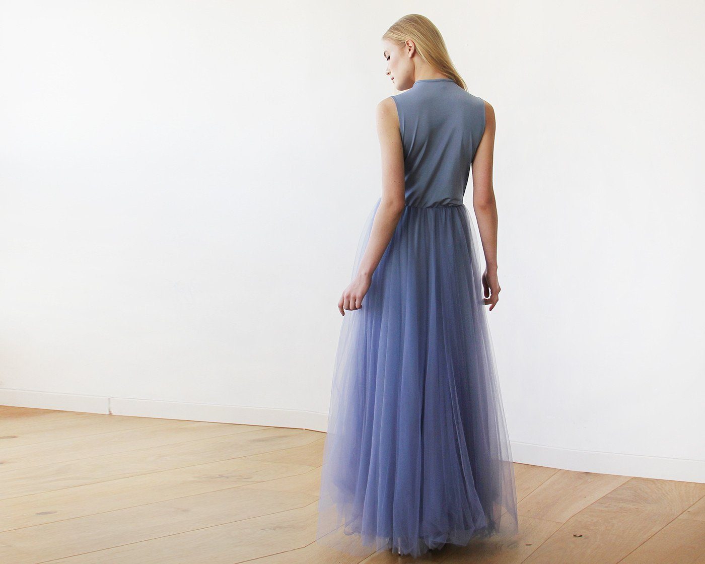 Luna Azure Silk Tulle Gown