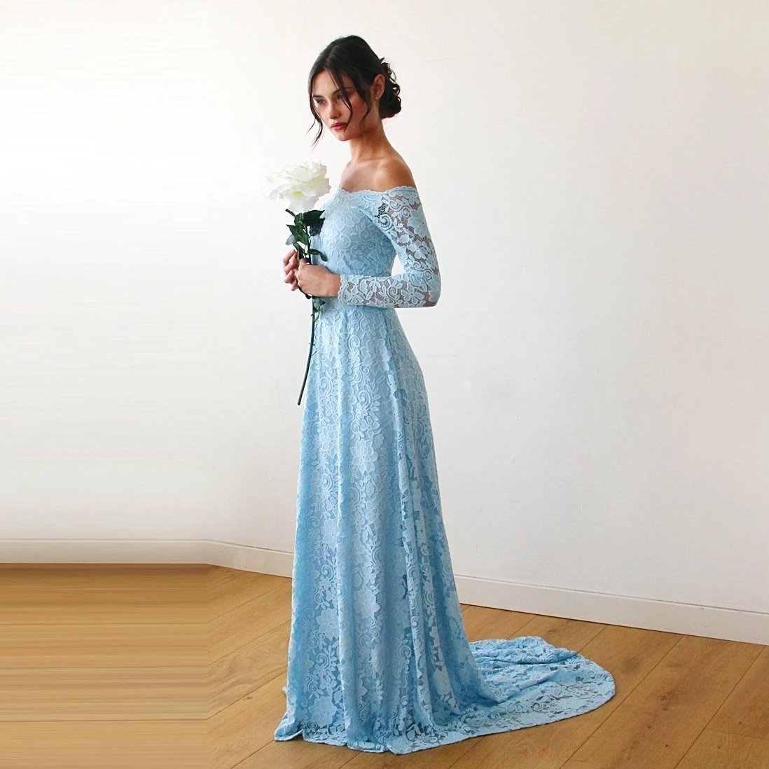 Celestine Light Blue Lace Gown