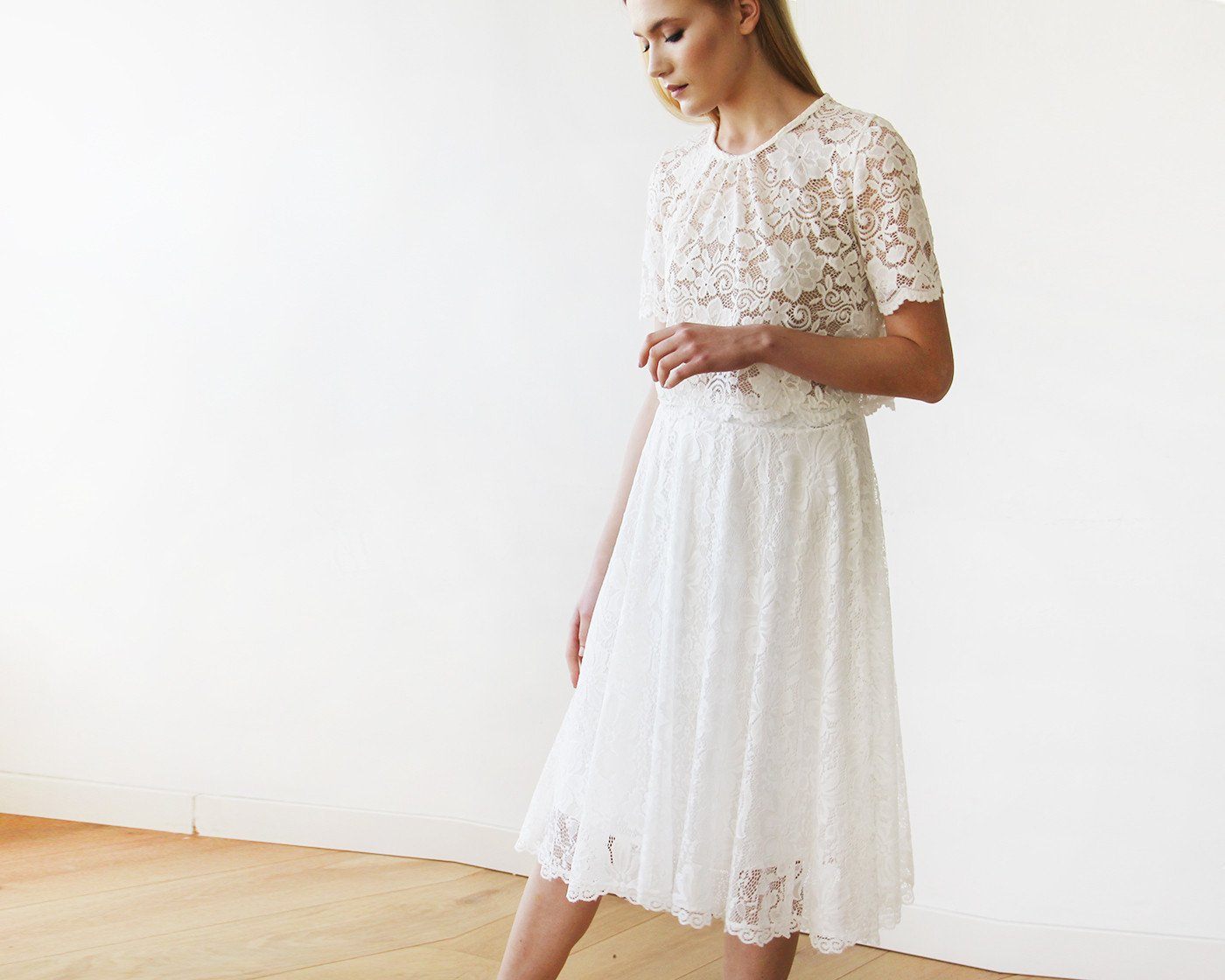 Emilia Floral Lace Midi Bridal Skirt