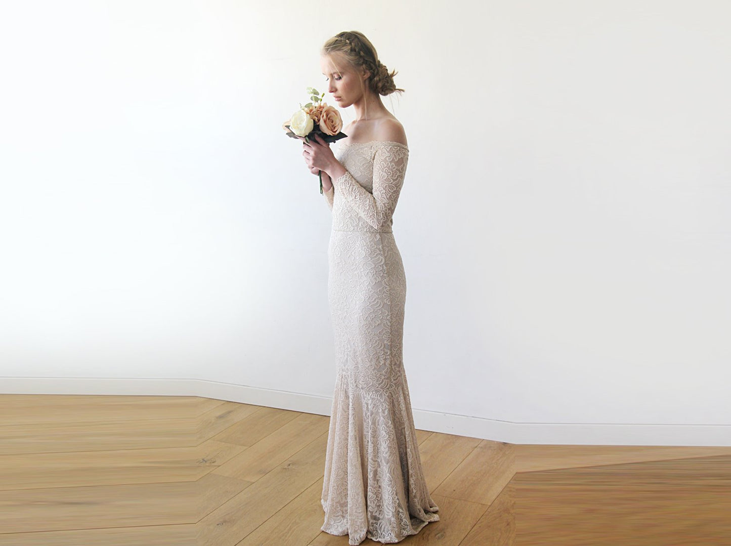 Evelina Champagne Lace Mermaid Gown