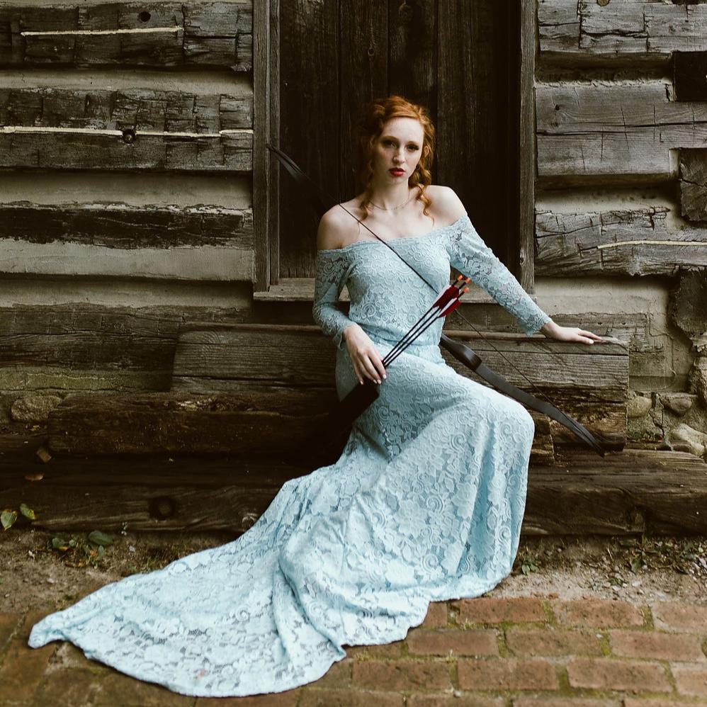 Celestine Light Blue Lace Gown