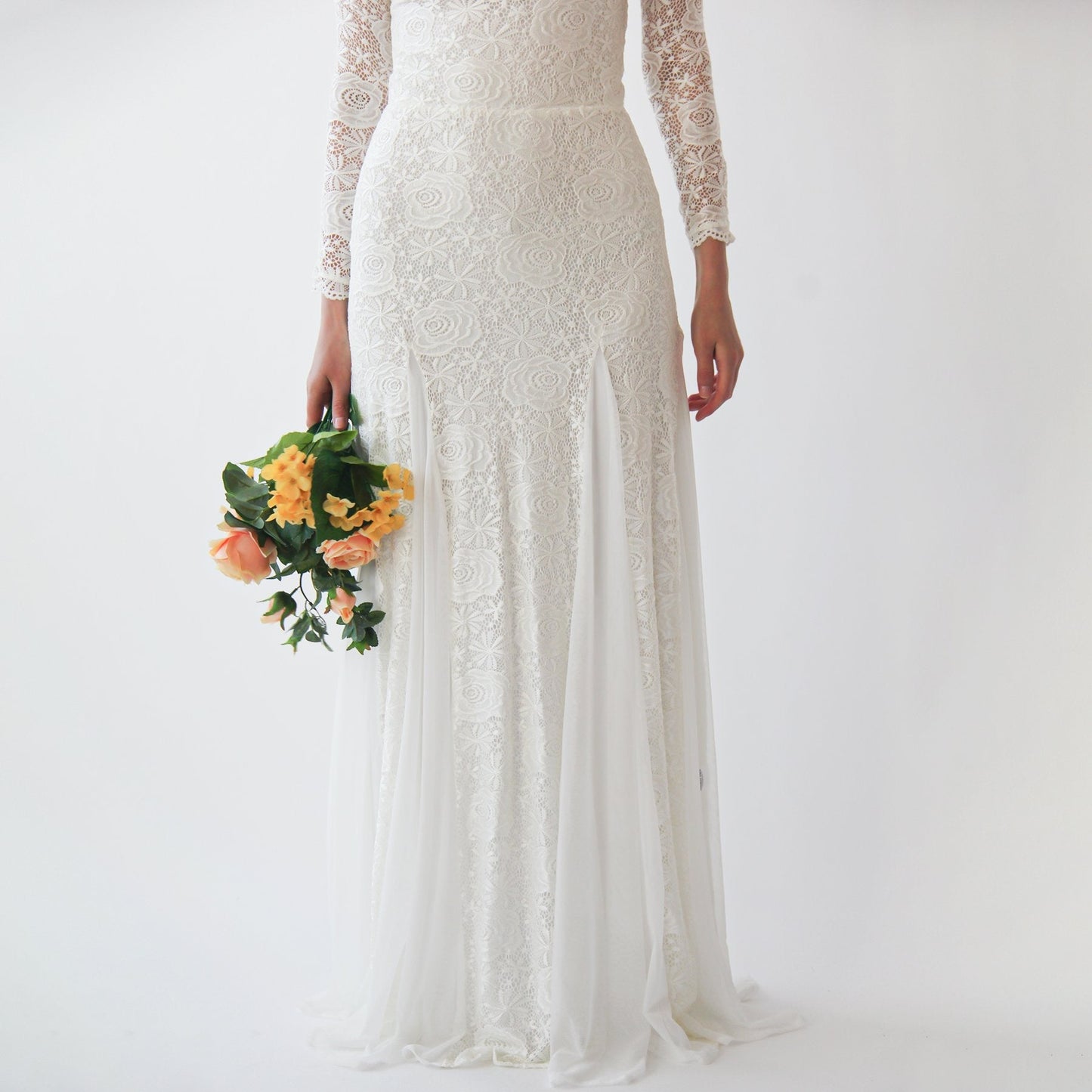 Vittoria Ivory Lace and Chiffon Gown