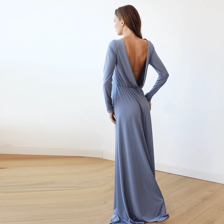 Evelina Dusty Blue Maxi Dress