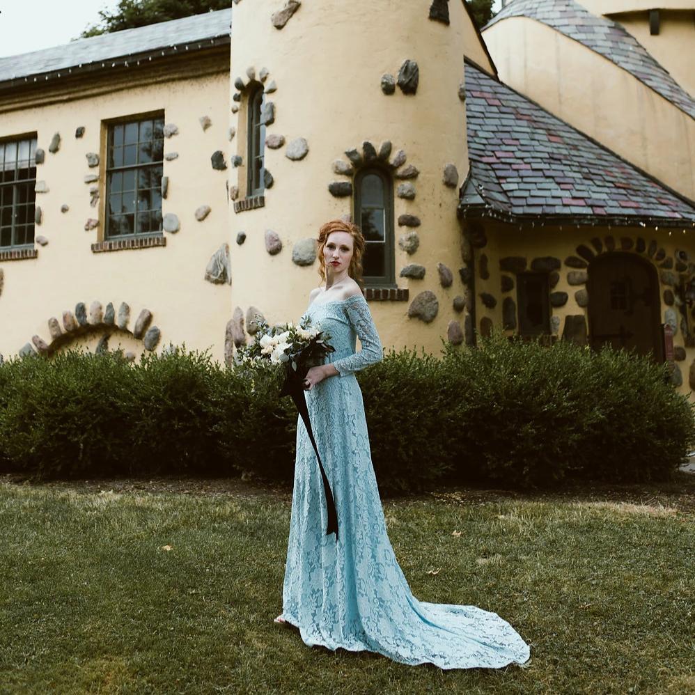 Celestine Light Blue Lace Gown