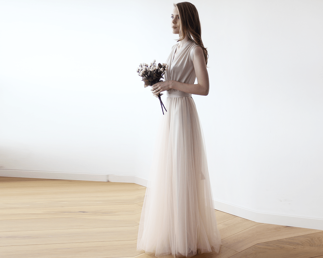 Adriana Vintage Lace Tulle Gown