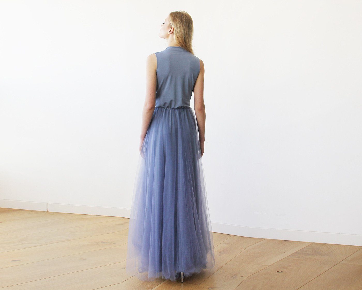 Luna Azure Silk Tulle Gown