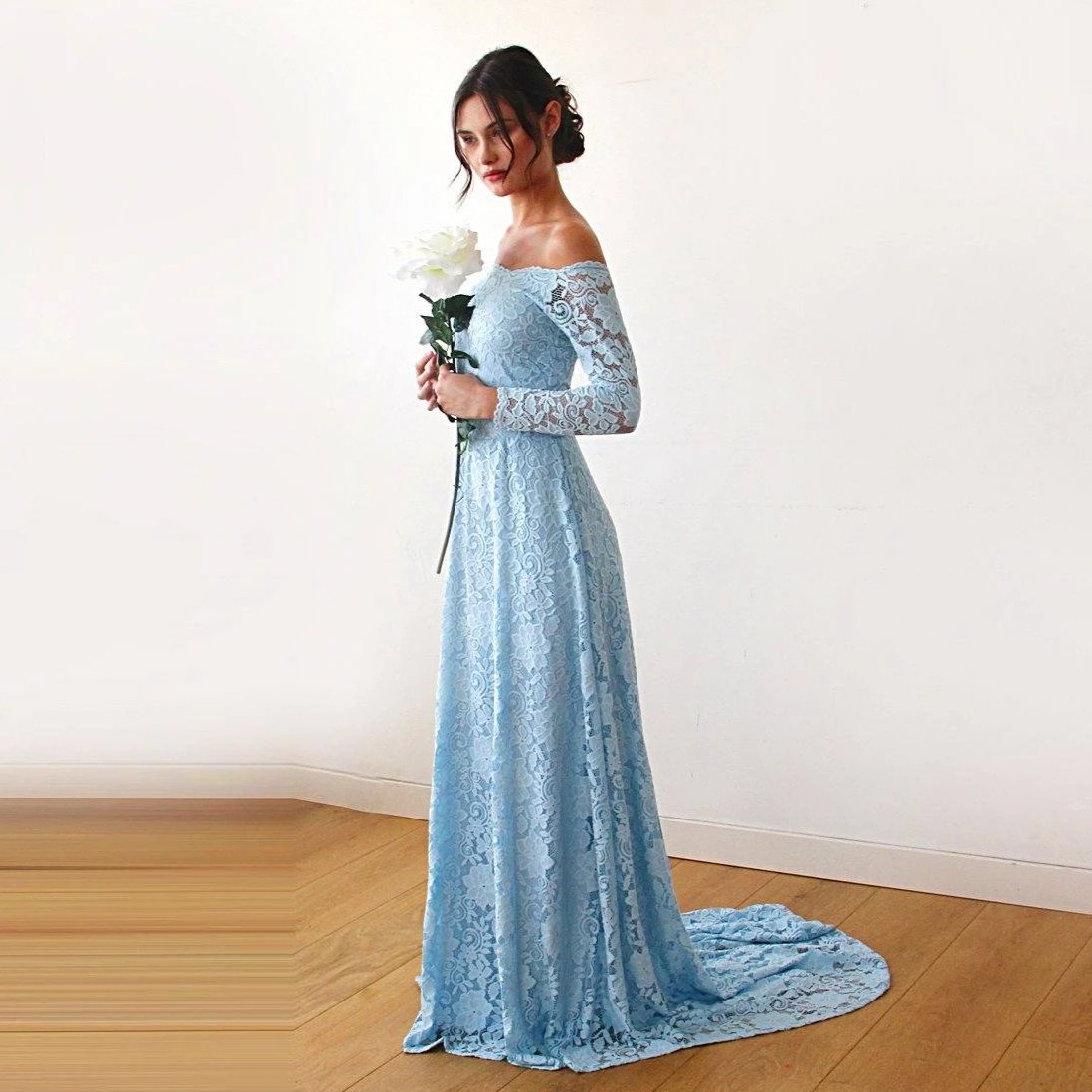 Celestine Light Blue Lace Gown