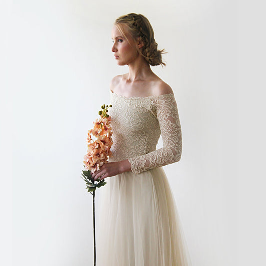 Rosalina Champagne Lace Wedding Gown