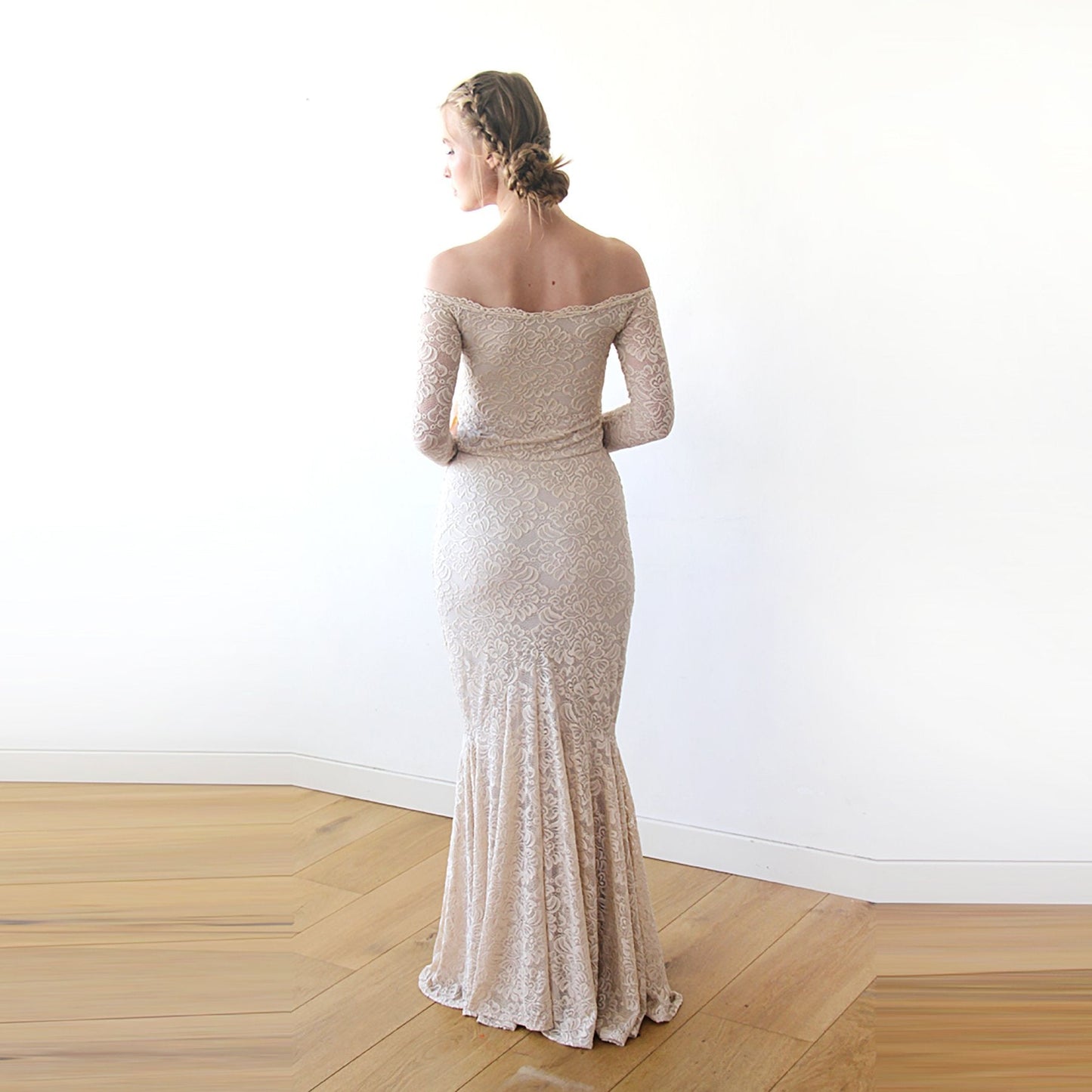 Evelina Champagne Lace Mermaid Gown