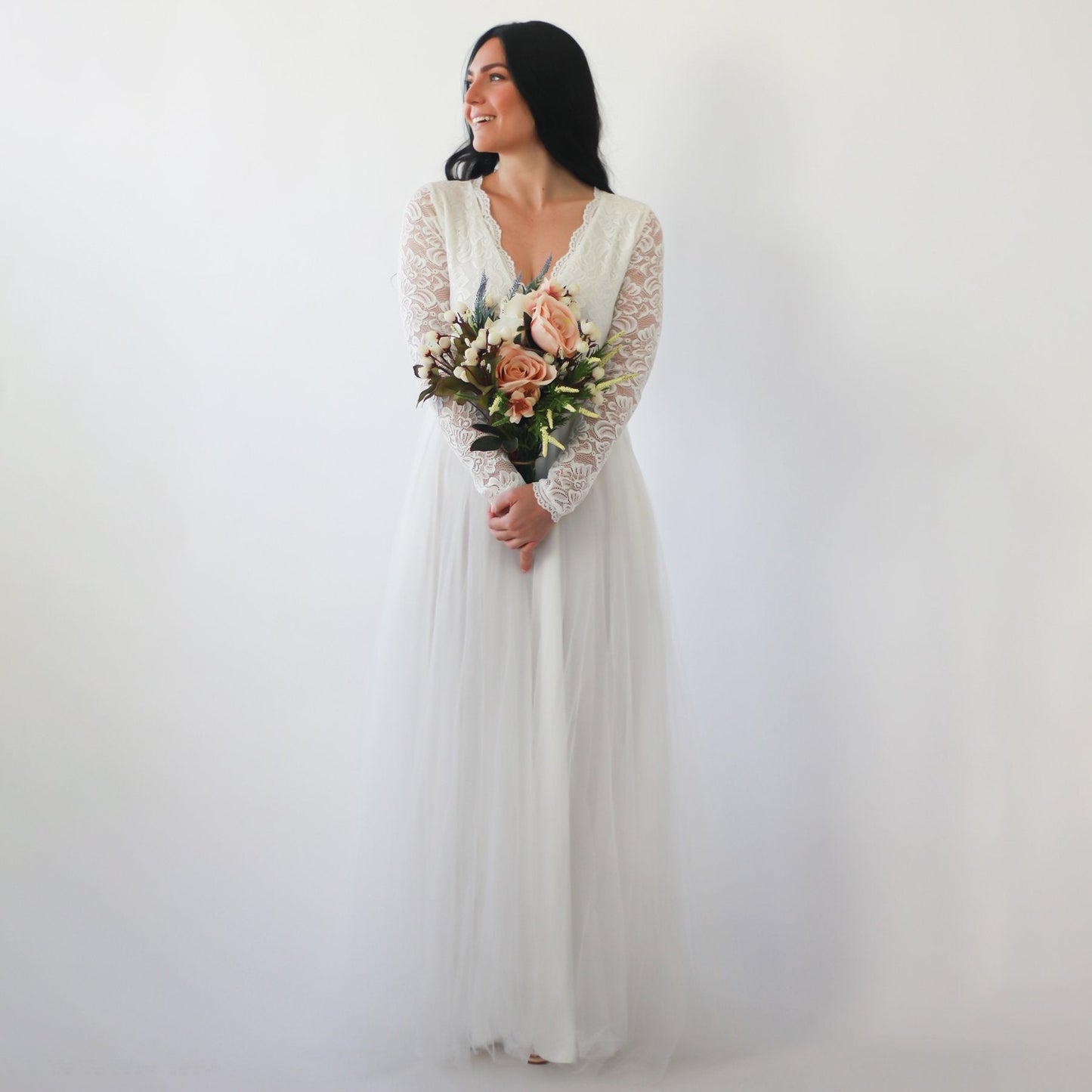 Valentina Long-Sleeve Lace and Tulle