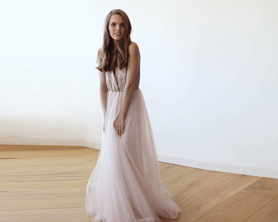 Aurora Blush Sequin and Tulle Gown