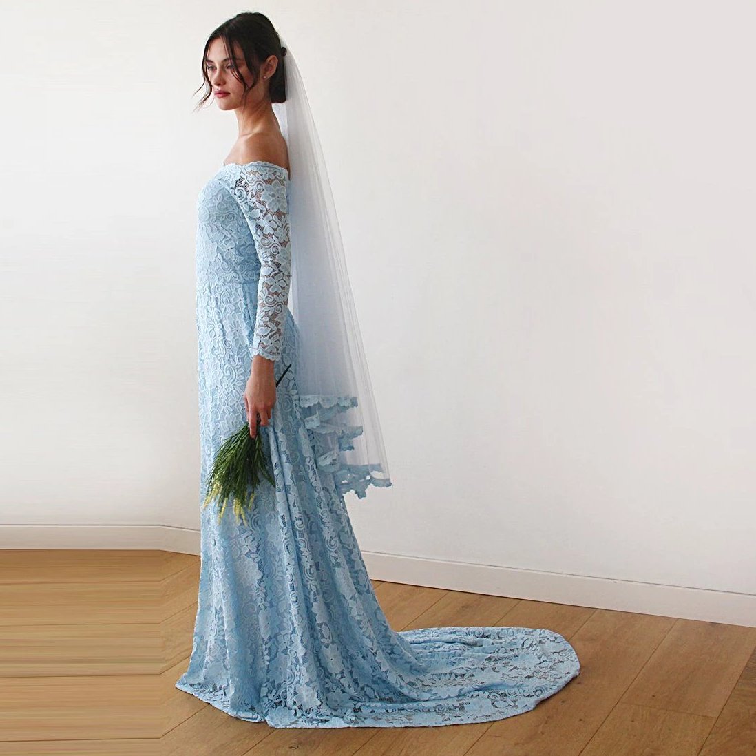 Celestine Light Blue Lace Gown