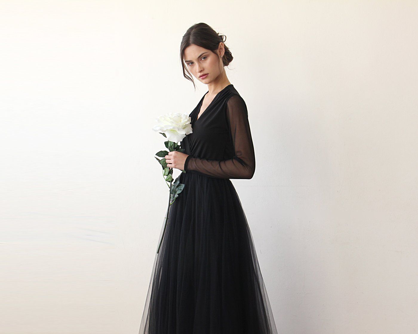 Midnight Allure Black Tulle Gown