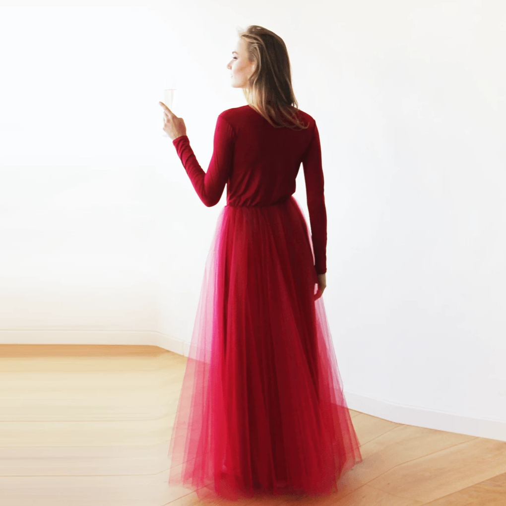 Amélie Bordeaux Tulle Gown