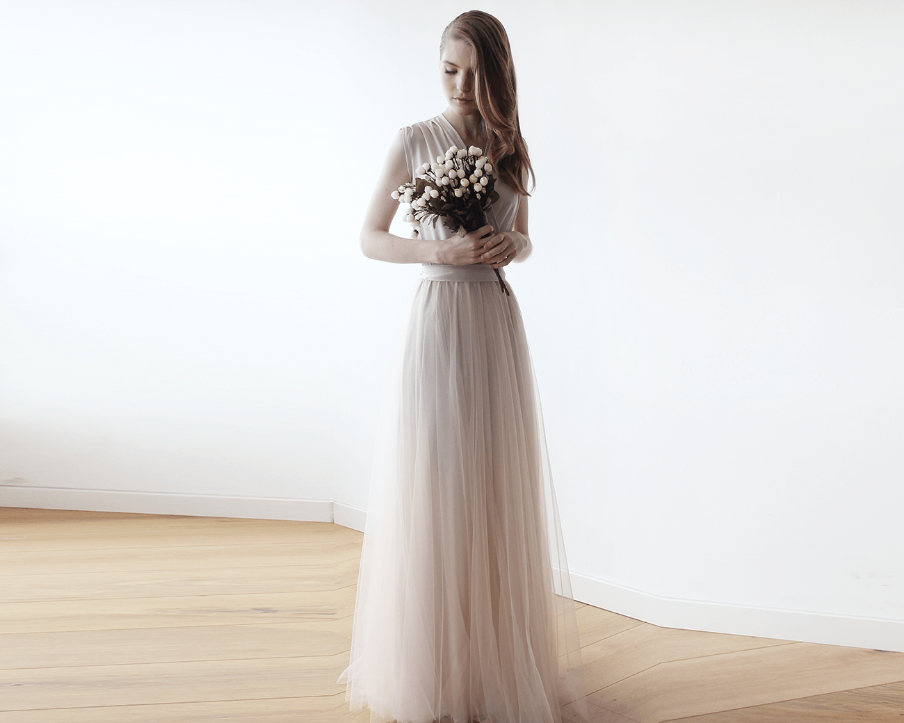 Adriana Vintage Lace Tulle Gown