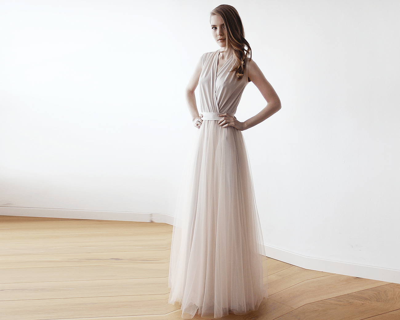 Adriana Vintage Lace Tulle Gown