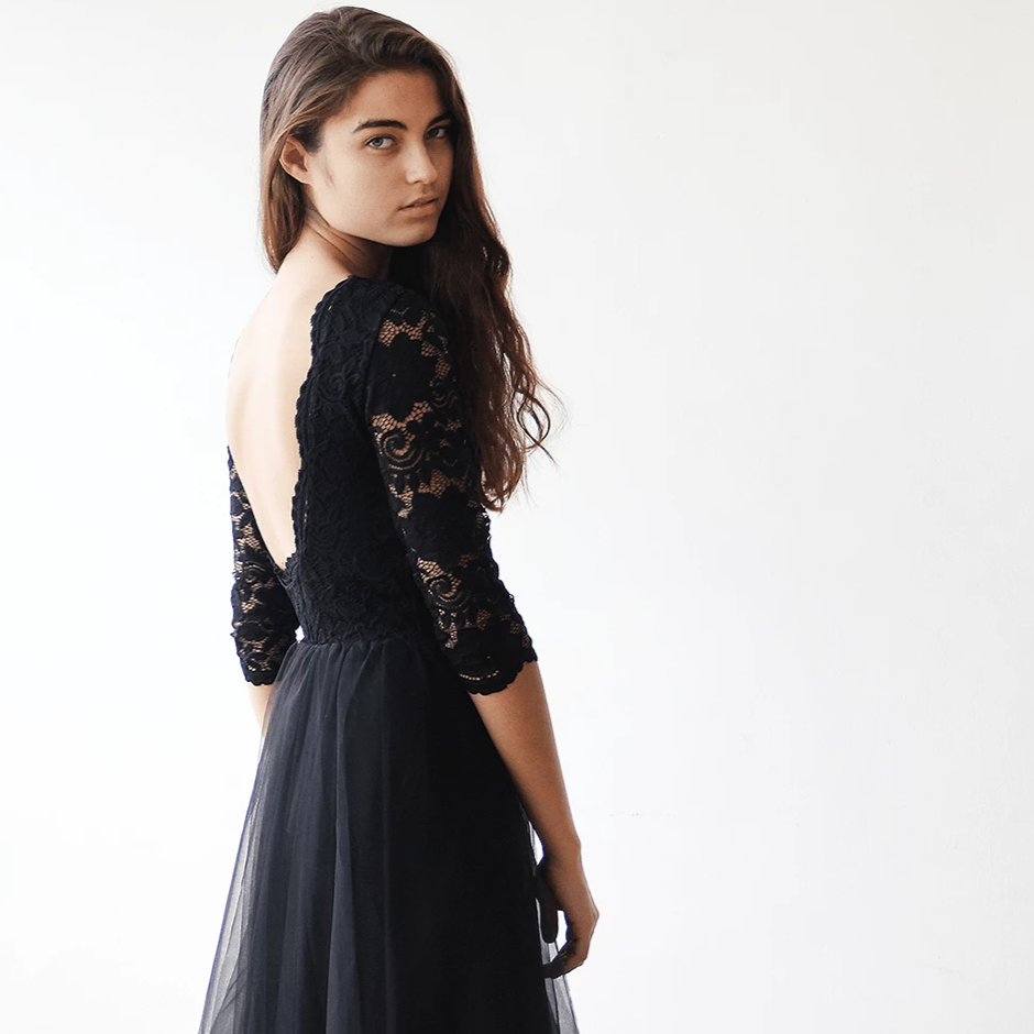 Celeste Noir Lace Gown