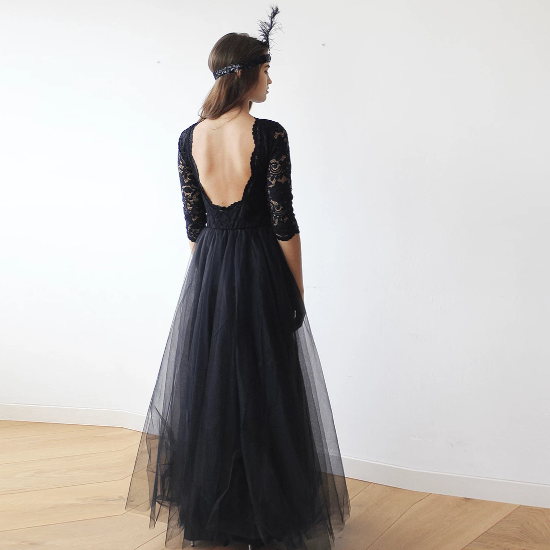 Celeste Noir Lace Gown