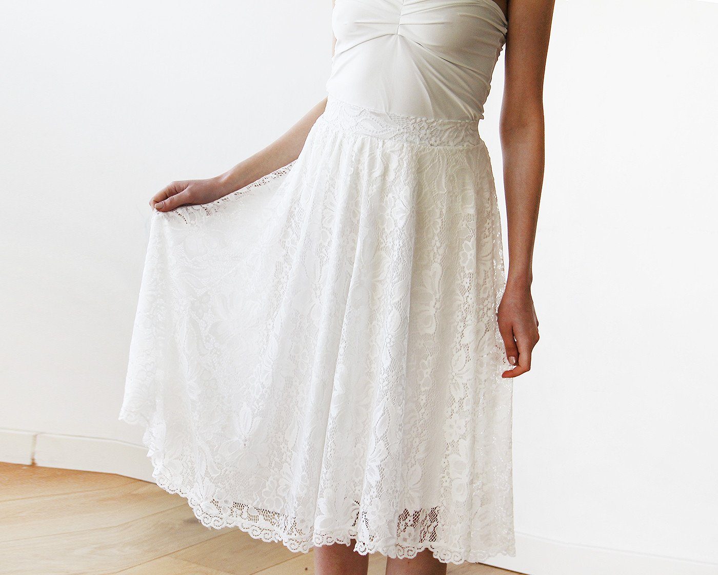 Emilia Floral Lace Midi Bridal Skirt