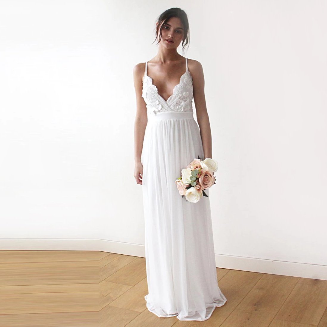 Seraphine Floral Lace Chiffon Gown