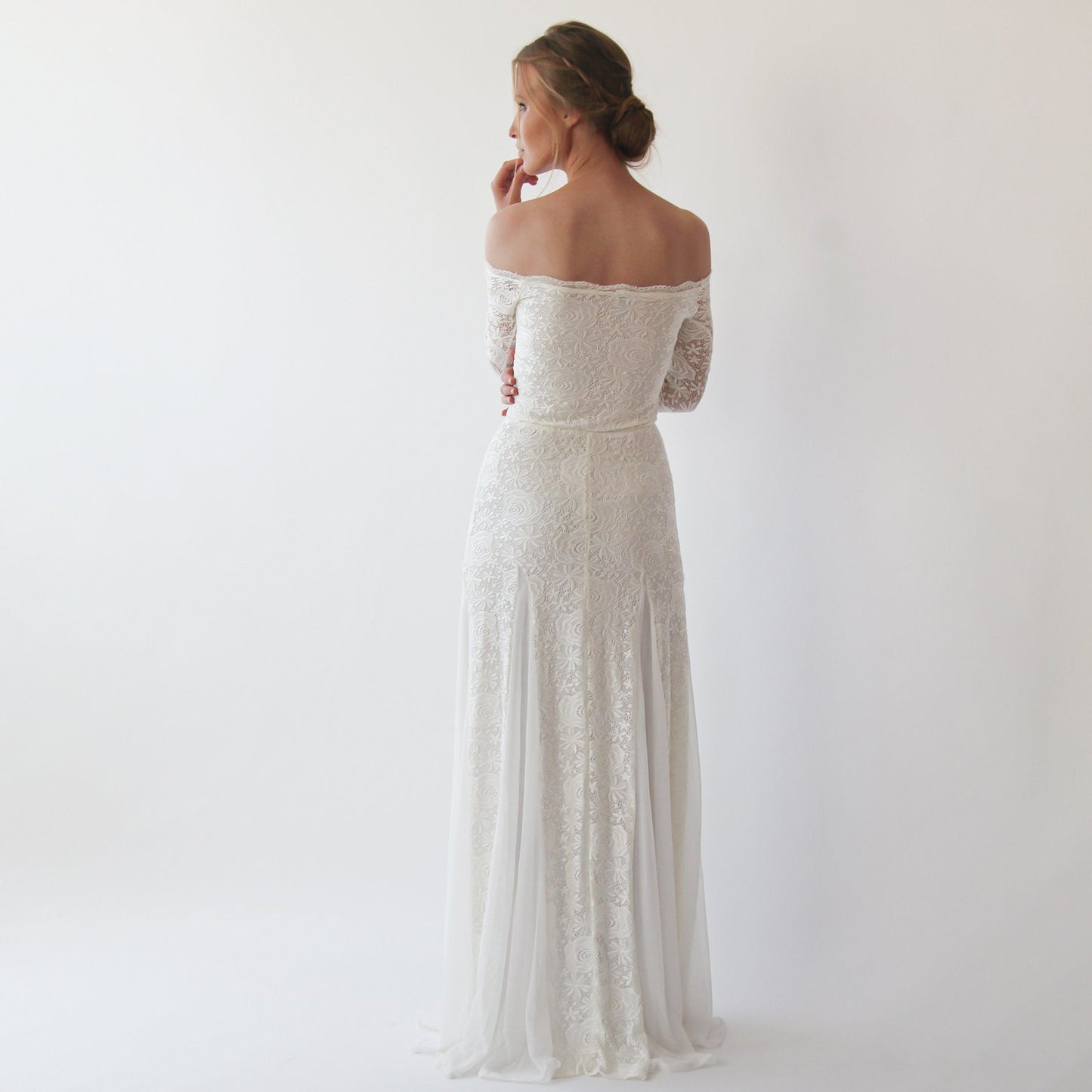 Vittoria Ivory Lace and Chiffon Gown