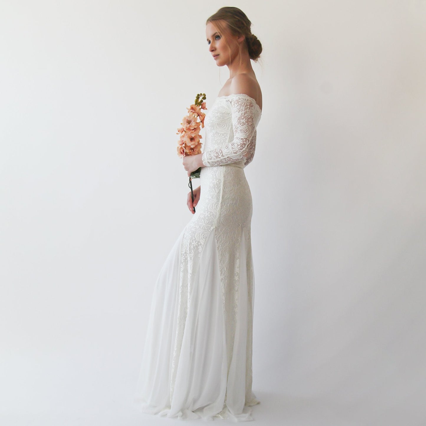 Vittoria Ivory Lace and Chiffon Gown