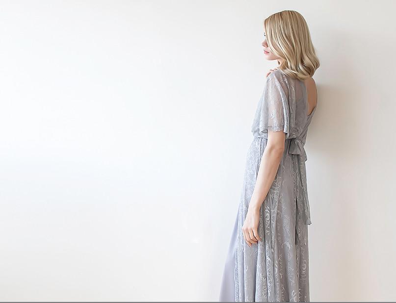 Aurora Grey Lace Maxi Gown