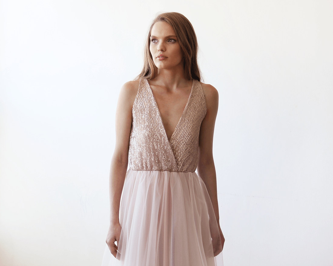 Aurora Blush Sequin and Tulle Gown