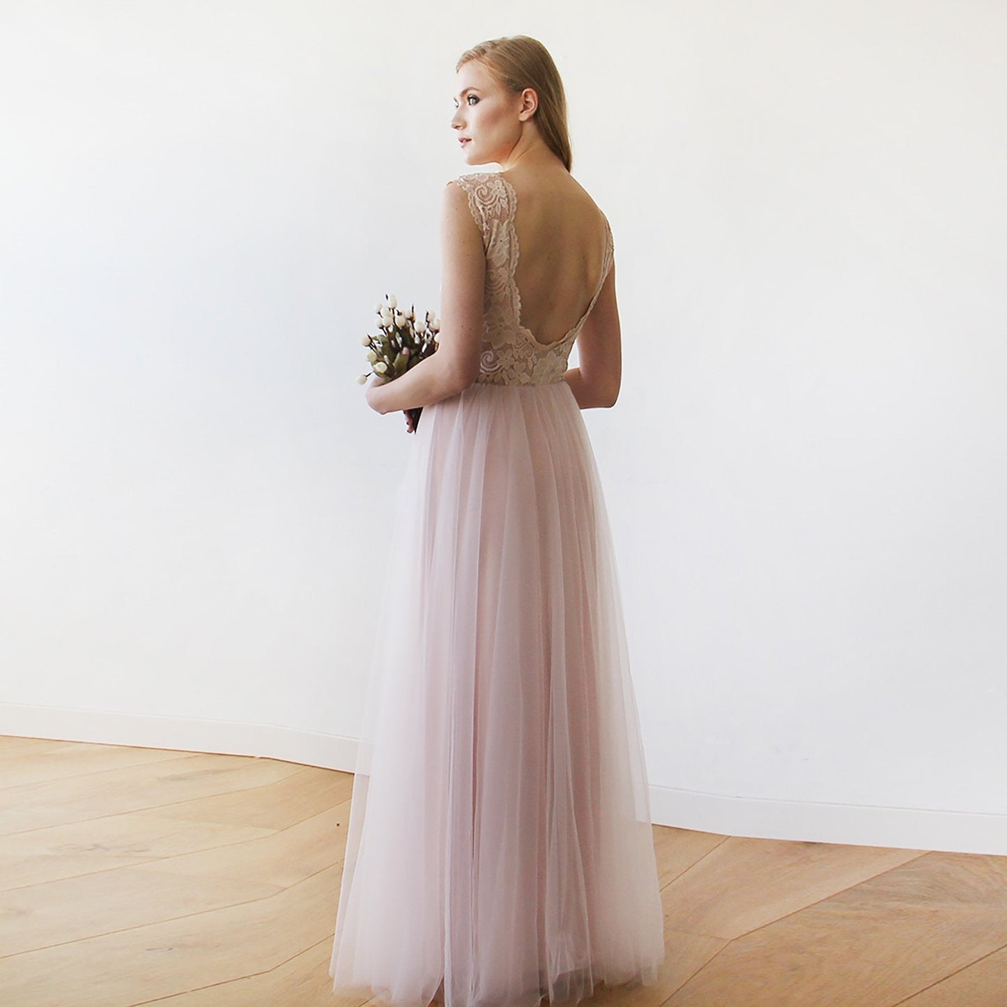 Amara Open-Back Lace & Tulle Gown