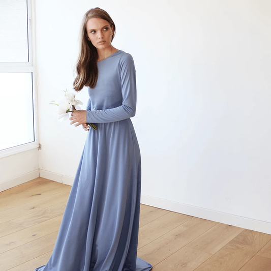 Evelina Dusty Blue Maxi Dress